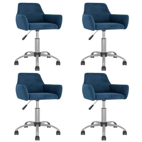 vidaXL Chaises pivotantes &agrave; manger lot de 4 Bleu Velours
