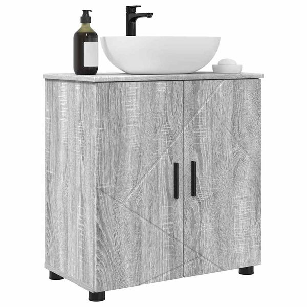 vidaXL Cabinet de salle de bain avec porte Gris Sonoma 61 x 35 x 64 cm