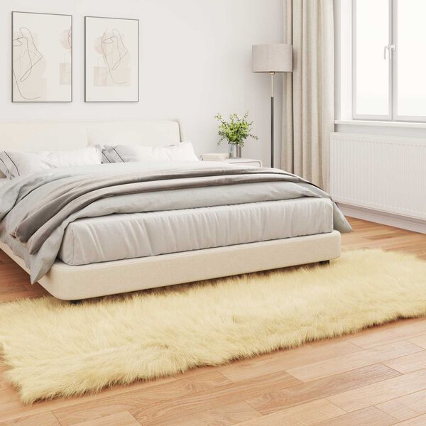vidaXL Tapis en fausse Tafalla Cr&egrave;me 80 x 250 cm Polyester