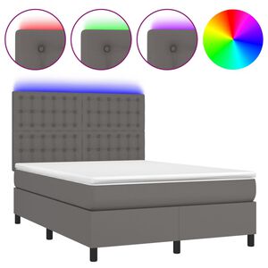 vidaXL Sommier &agrave; lattes de lit avec matelas et LED Gris 140x200 cm