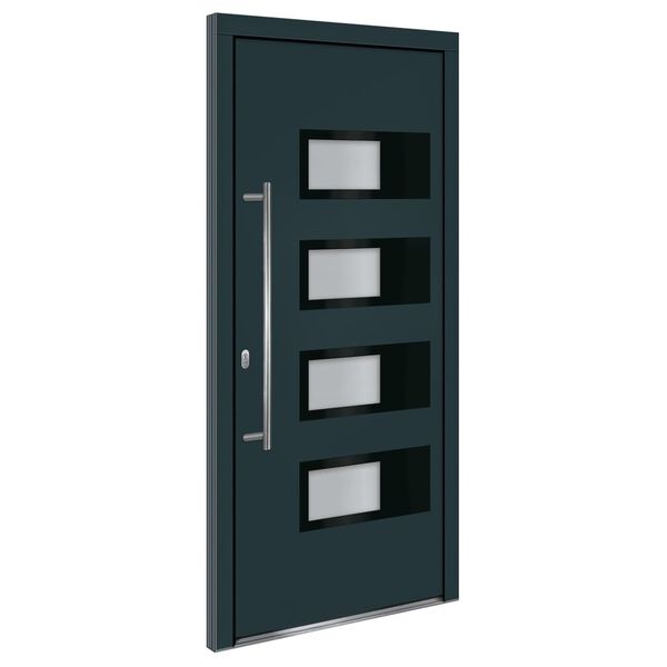 vidaXL Porte d'entr&eacute;e Anthracite 100x210 cm Aluminium et PVC