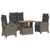 vidaXL Ensemble &agrave; manger jardin 4pcs et coussins Gris R&eacute;sine tress&eacute;e