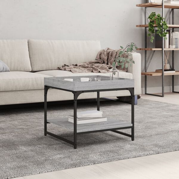 vidaXL Table basse sonoma gris 49,5x49,5x45 cm bois d'ing&eacute;nierie