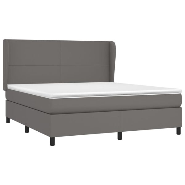 vidaXL Sommier &agrave; lattes de lit avec matelas Gris 160x200 cm Similicuir
