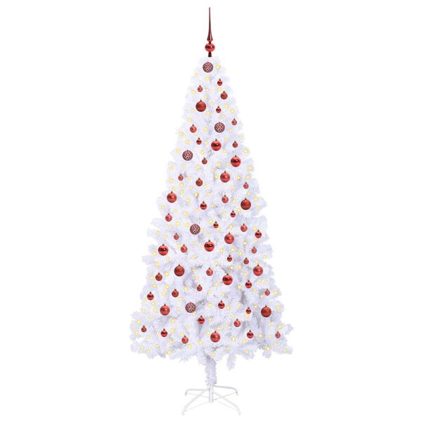 vidaXL Sapin de Noël artificiel avec 300 LED Blanc 210 cm PVC et Acier