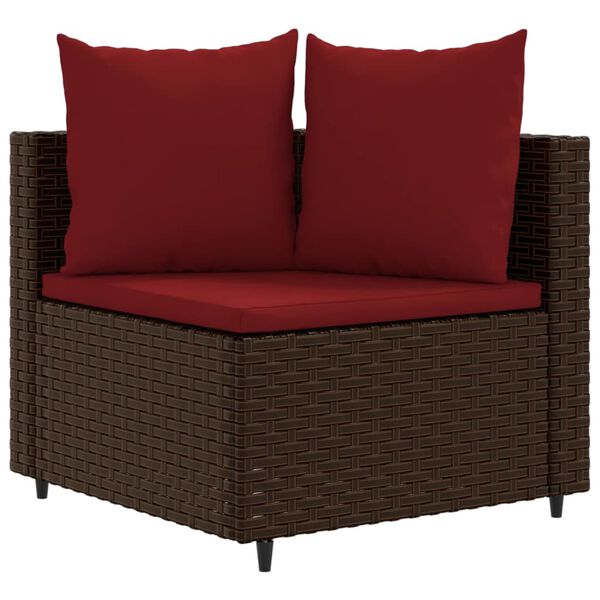 vidaXL Salon de jardin 8 pcs avec coussins marron résine tressée