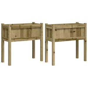 vidaXL Jardini&egrave;res 2 pcs avec pieds bois de pin impr&eacute;gn&eacute;