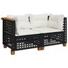 vidaXL Canap&eacute;s d'angle de jardin et coussins 2 pcs noir r&eacute;sine tress&eacute;e