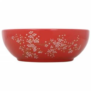 vidaXL Vasque &agrave; poser blanc et rouge rond &Phi;41x14 cm c&eacute;ramique