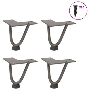 vidaXL Pieds en &eacute;pingle &agrave; cheveux pour table basse 4 pi&egrave;ces Acier naturel 10 cm Acier massif