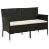 vidaXL Canap&eacute; de jardin 3 places avec coussin Noir R&eacute;sine tress&eacute;e