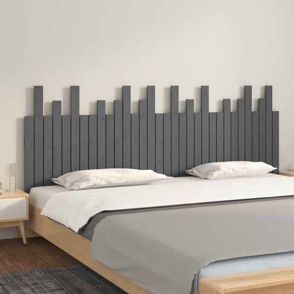 vidaXL T&ecirc;te de lit murale Gris 204x3x80 cm Bois massif de pin