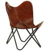 vidaXL Chaise papillon Marron Taille pour enfants Cuir v&eacute;ritable