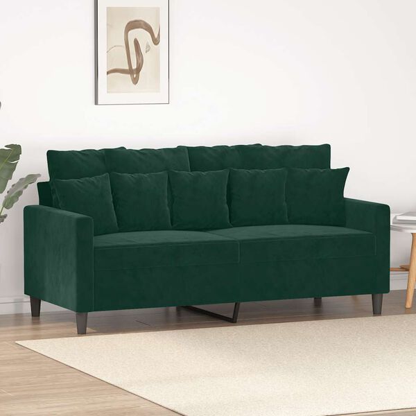 vidaXL Canap&eacute; &agrave; 2 places Vert fonc&eacute; 140 cm Velours