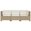 vidaXL Canap&eacute; de jardin avec coussins 3 places beige r&eacute;sine tress&eacute;e