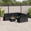 vidaXL Salon de jardin 9 pcs avec coussins noir r&eacute;sine tress&eacute;e