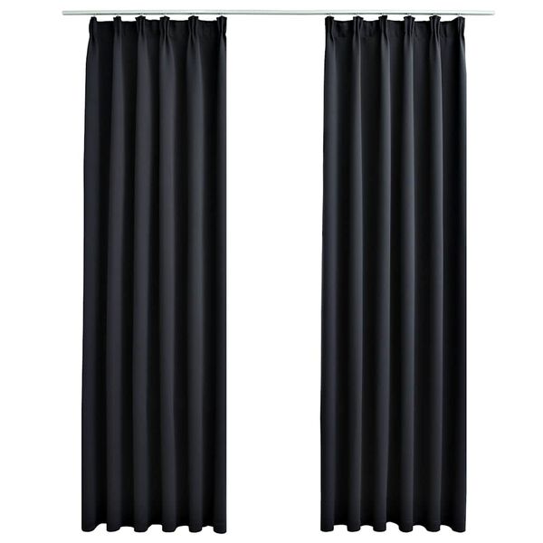 vidaXL Rideaux occultants avec crochets 2 pcs Noir 140x245 cm