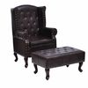 vidaXL Fauteuil avec repose-pied Marron fonc&eacute; Similicuir