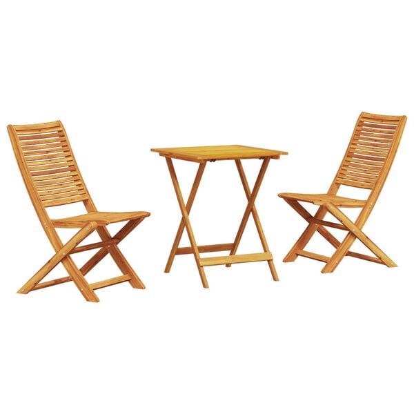 vidaXL Ensemble bistro pliant 3 pcs Marron Bois d'Acacia Massif