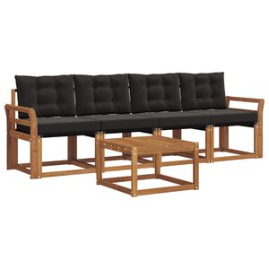 vidaXL Ensemble de canap&eacute;s d'ext&eacute;rieur 5 pcs Naturel et Noir