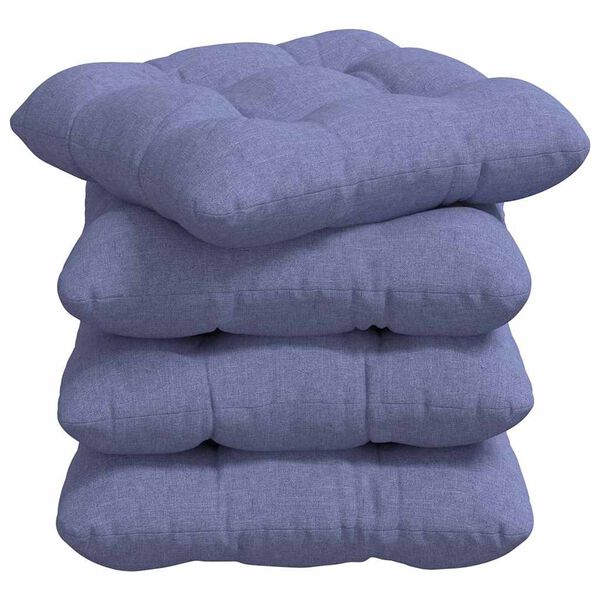 vidaXL Coussins de si&egrave;ge 4 pcs Bleu denim 40 x 40 x 12 cm tissu