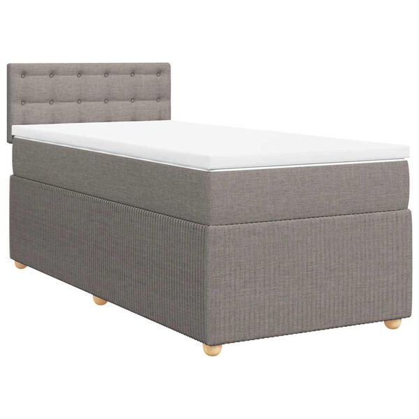 vidaXL Sommier &agrave; lattes de lit avec matelas Taupe 90x190 cm Tissu