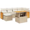 vidaXL Salon de jardin avec coussins 7 pcs beige r&eacute;sine tress&eacute;e
