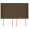 vidaXL T&ecirc;te de lit avec oreilles Marron fonc&eacute; 147x16x118/128 cm Tissu