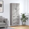vidaXL Buffet haut Sonoma gris 69,5x34x180 cm Bois d'ing&eacute;nierie