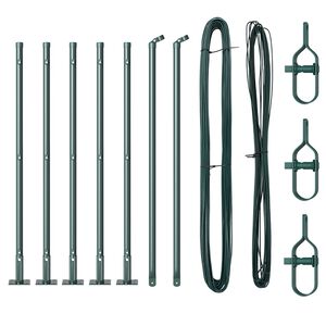 vidaXL Poteaux de clôture 7 pcs Vert Ø32mm 70 cm Acier galvanisé
