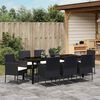 vidaXL Ensemble de salle &agrave; manger pour jardin 9 pcs Noir polyrotin