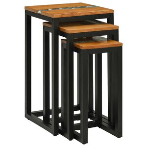 vidaXL Table Gigogne 3 pc Marron Bois de teck massif