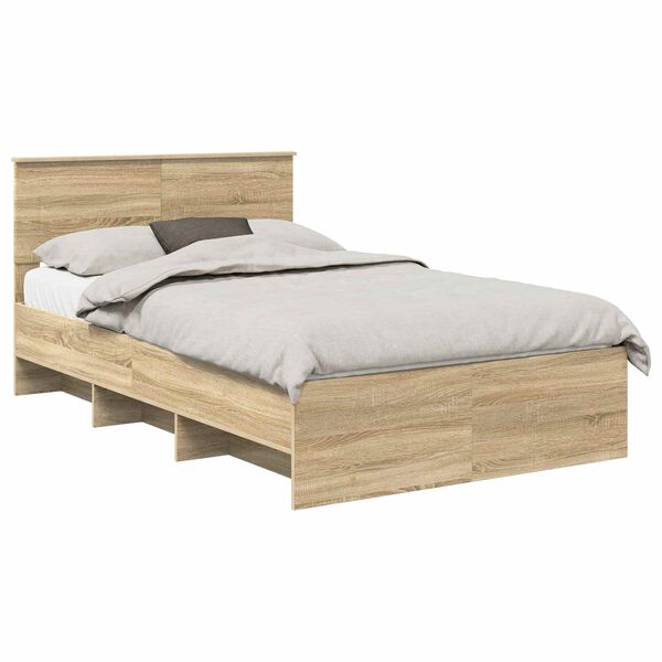 vidaXL Cadre de lit Ch&ecirc;ne Sonoma 120 x 123 cm Bois d'ing&eacute;nierie
