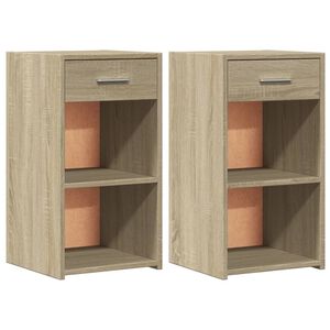 vidaXL Tables de chevet 2 pcs ch&ecirc;ne sonoma 35x34x65 cm bois ing&eacute;nierie