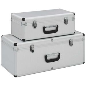 vidaXL Bo&icirc;tes de rangement 2 pcs Argent&eacute; Aluminium