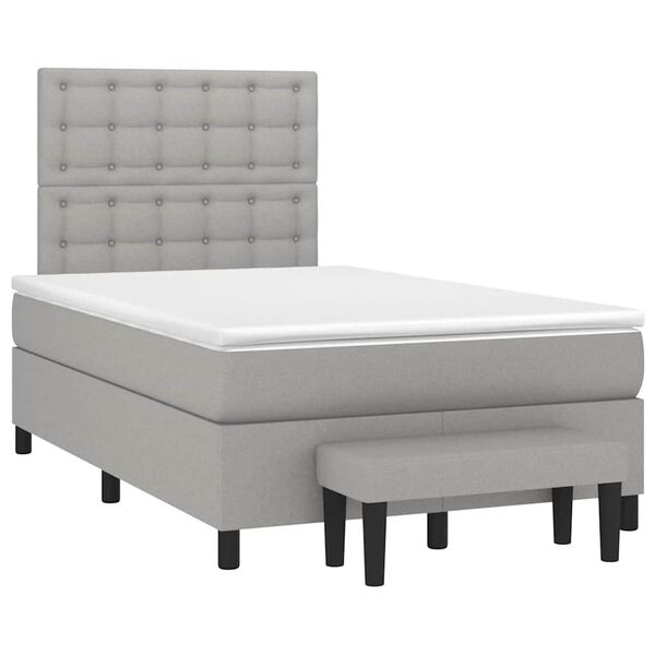 vidaXL Sommier &agrave; lattes de lit et matelas gris clair 120x190 cm tissu