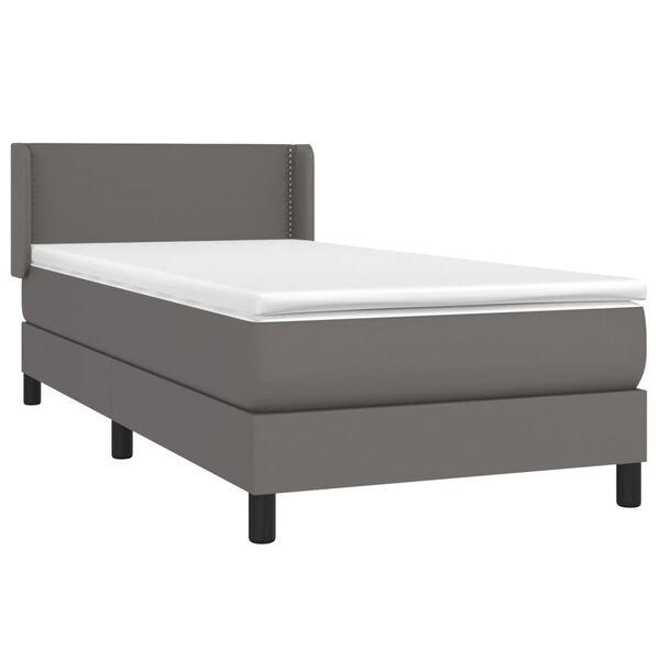 vidaXL Sommier à lattes de lit avec matelas Gris 90x190 cm Similicuir