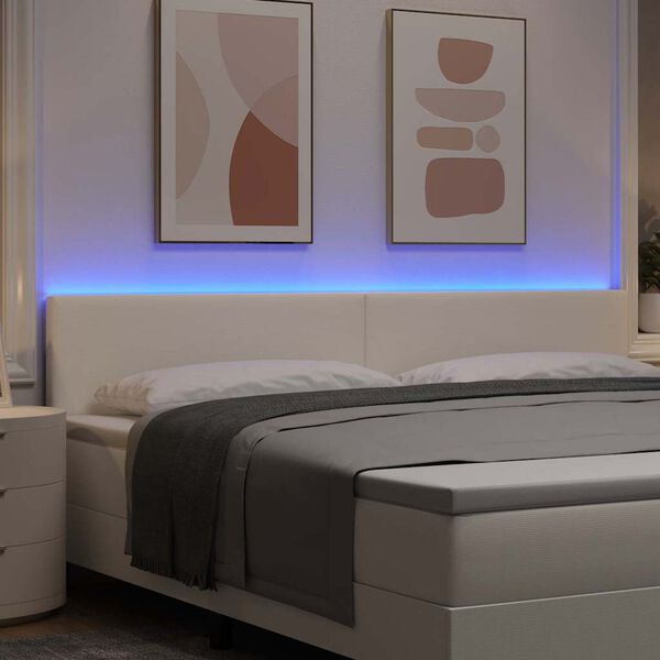 vidaXL T&ecirc;te de lit LED avec des lumi&egrave;res &agrave; LED Cr&egrave;me 200 cm Polyester