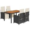 vidaXL Ensemble &agrave; manger de jardin coussins 5pcs Noir R&eacute;sine tress&eacute;e