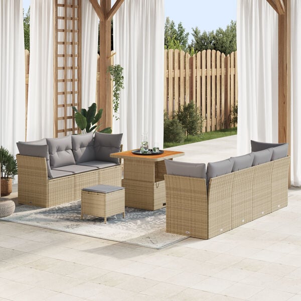 vidaXL Ensemble de canap&eacute; de jardin 10 pcs beige et gris clair