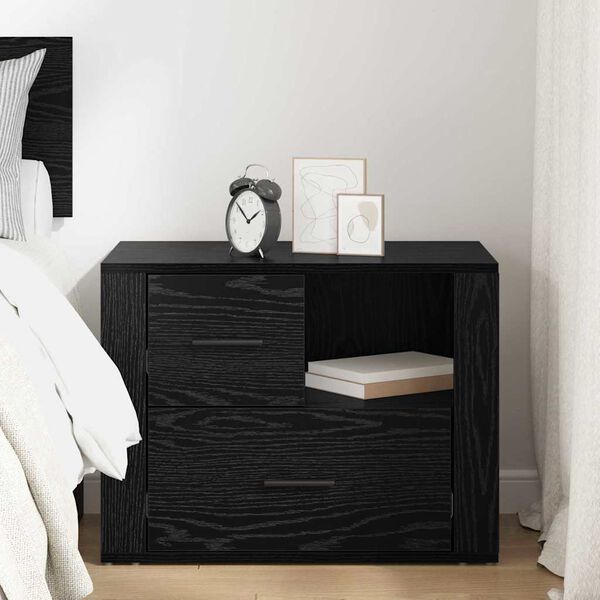 vidaXL Cabinet de chevet Ch&ecirc;ne noir 35 x 60 x 50 cm Bois d'ing&eacute;nierie