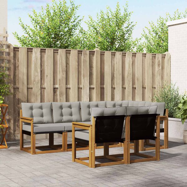 vidaXL Ensemble de canap&eacute;s d'ext&eacute;rieur 7 pcs Gris Naturel et Clair