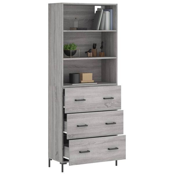 vidaXL Buffet haut Sonoma gris 69,5x34x180 cm Bois d'ing&eacute;nierie