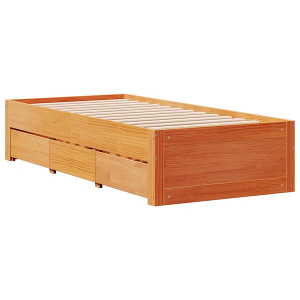 vidaXL Cadre de lit sans matelas avec tiroirs 90x200cm bois pin massif