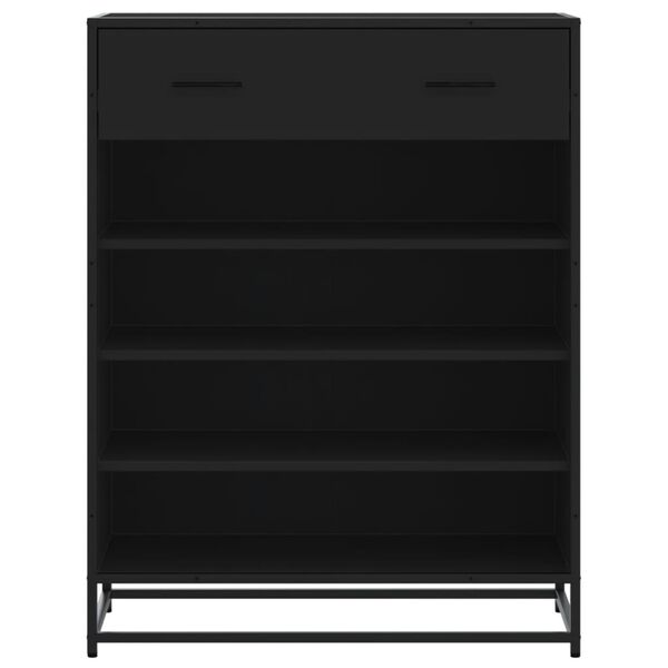 vidaXL Meuble &agrave; chaussures noir 75x38x97,5 cm bois d'ing&eacute;nierie m&eacute;tal