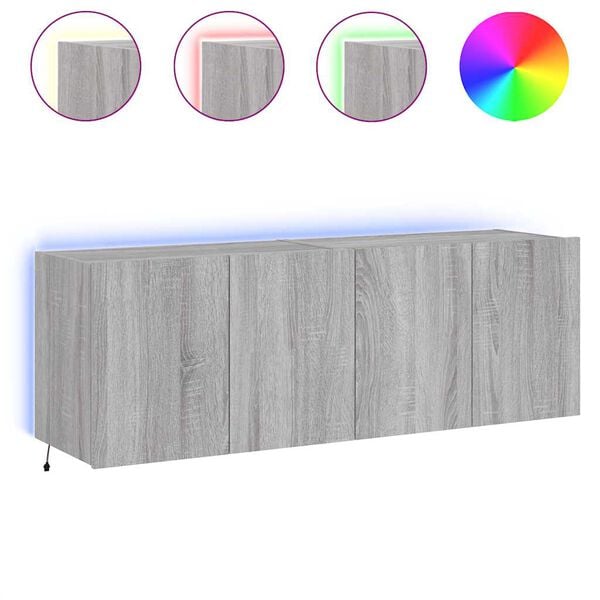 vidaXL Meubles TV muraux et lumi&egrave;res LED 2pcs sonoma gris 60x35x41 cm