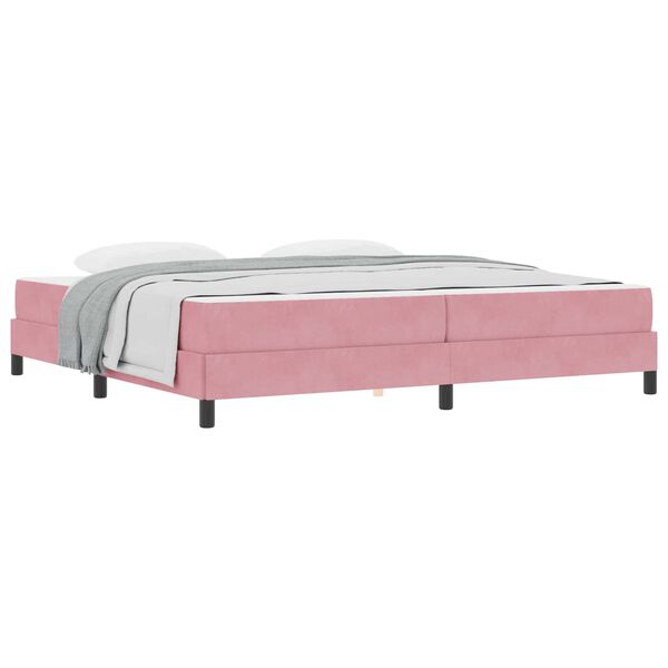 vidaXL Lit &agrave; ressorts avec matelas Rose 200 x 200 cm tissu