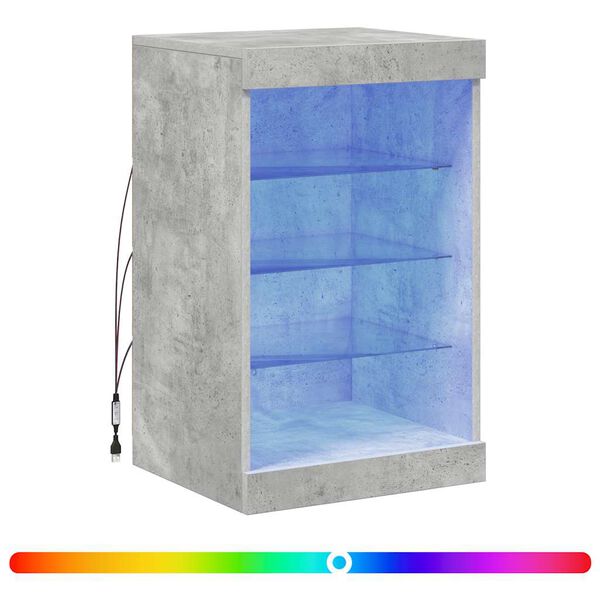 vidaXL Buffet avec lumi&egrave;res LED gris b&eacute;ton 41x37x67 cm