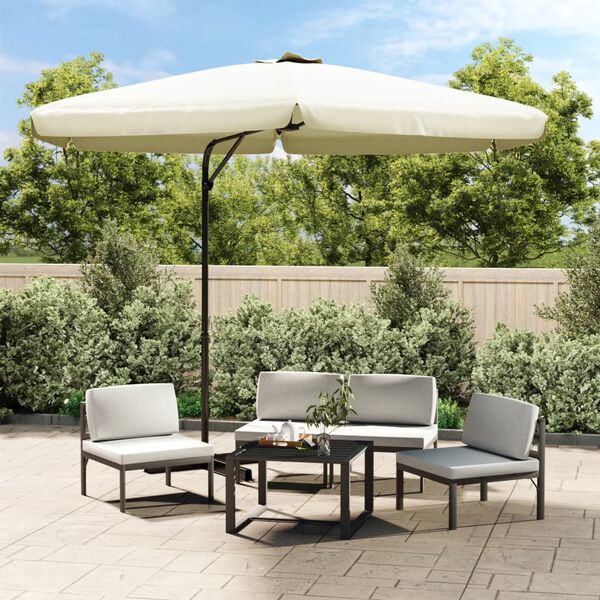 vidaXL Parasol d'ext&eacute;rieur avec m&acirc;t en acier 300 cm blanc sable