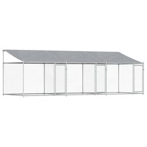 vidaXL Cage pour chien avec toit et portes gris 6x2x2m acier galvanis&eacute;